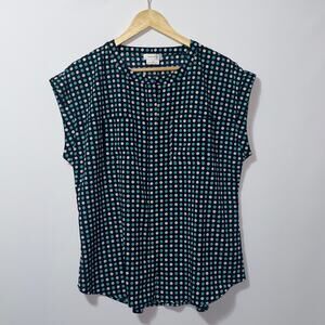 Van Heusen Polkadot Button Down Blouse women’s size large